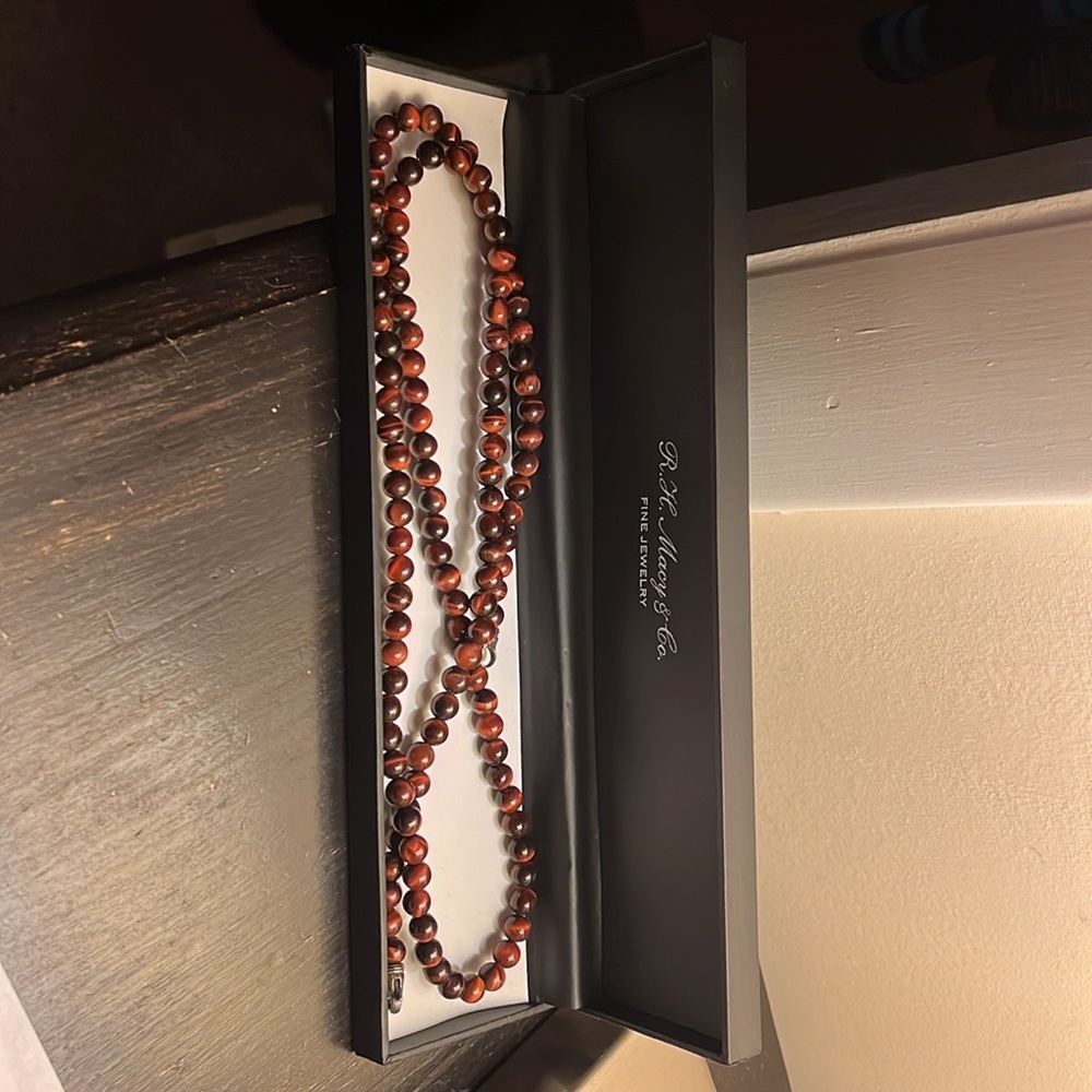 Esquire men’s brown beaded necklace - 30” - purchased from Macys.